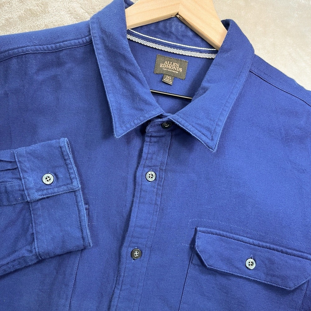 Allen Edmonds‎ Shirt Mens 2XL Blue Heavy Weight Double Pocket Work